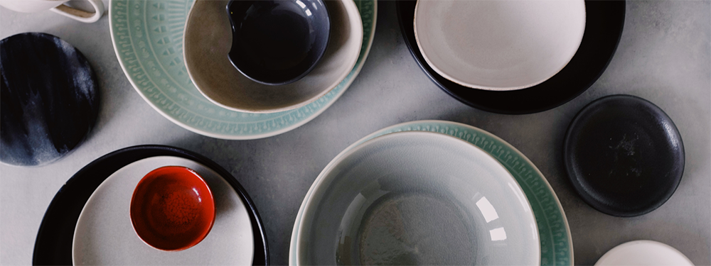 close up of ceramic dishes