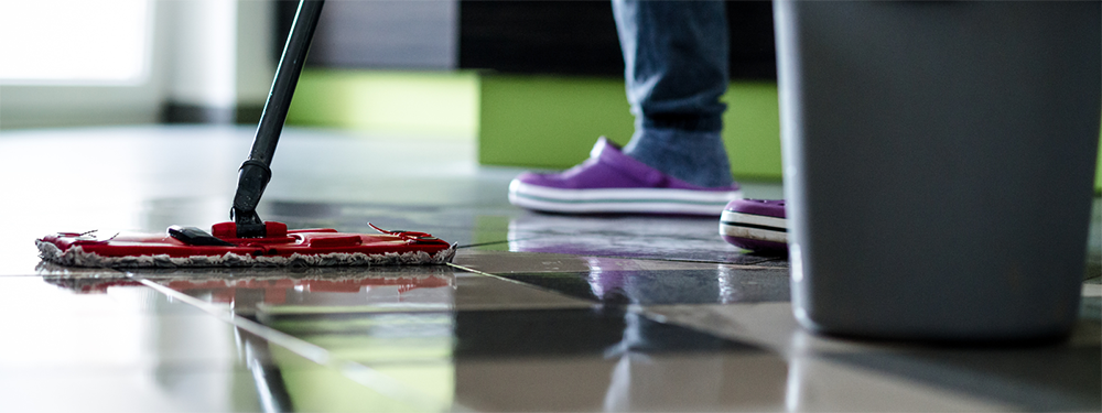 close up of mop on floor